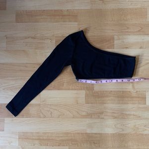 One Arm Long Sleeve Extreme Crop Top